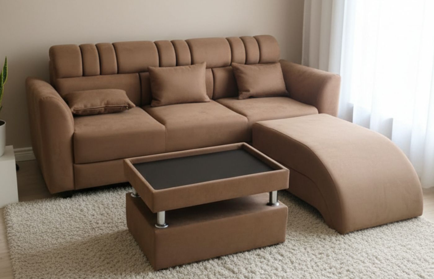 Sofa L Selonjor Modern Brown