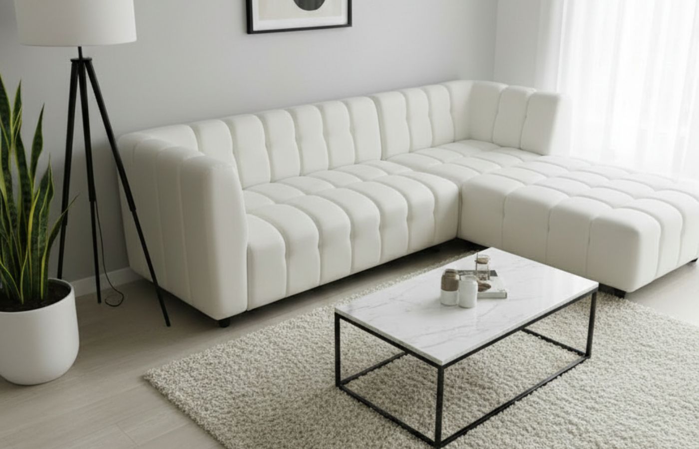 Sofa L Selonjor Salur Off White