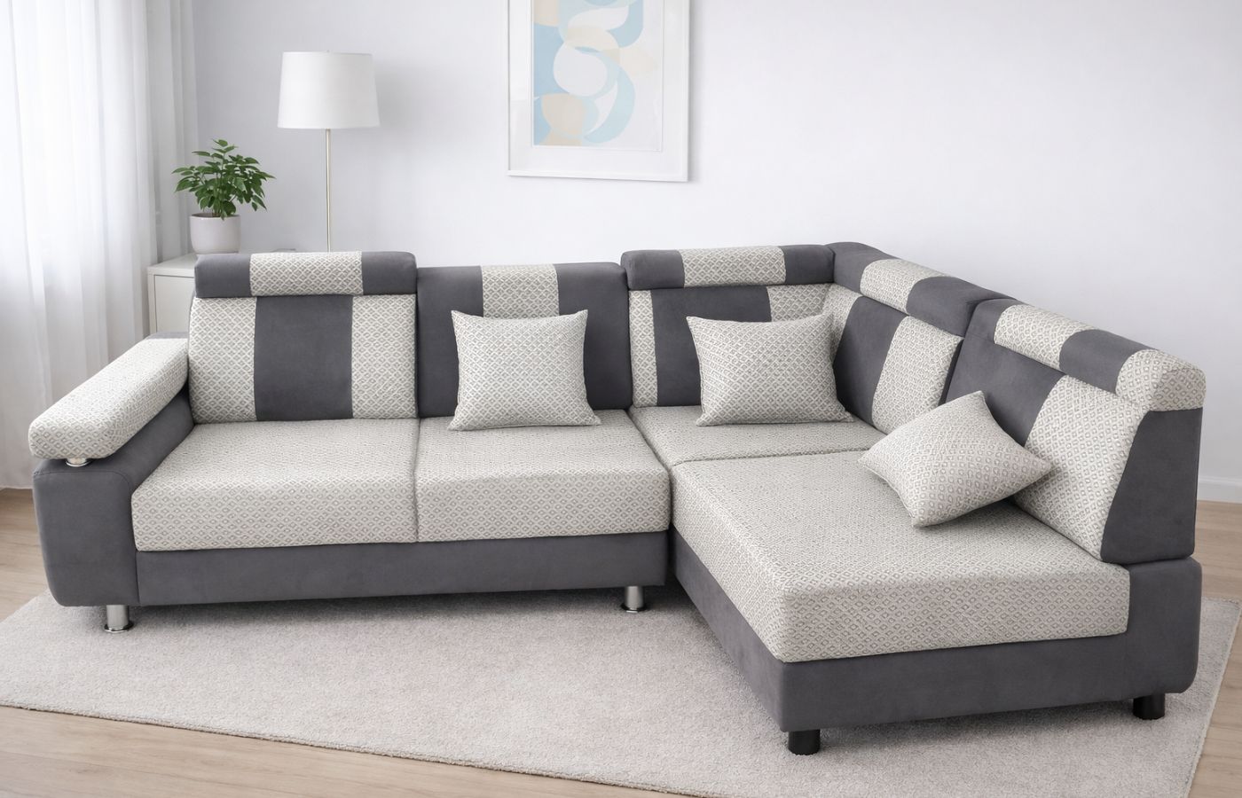 Sofa L Sudut Black & White