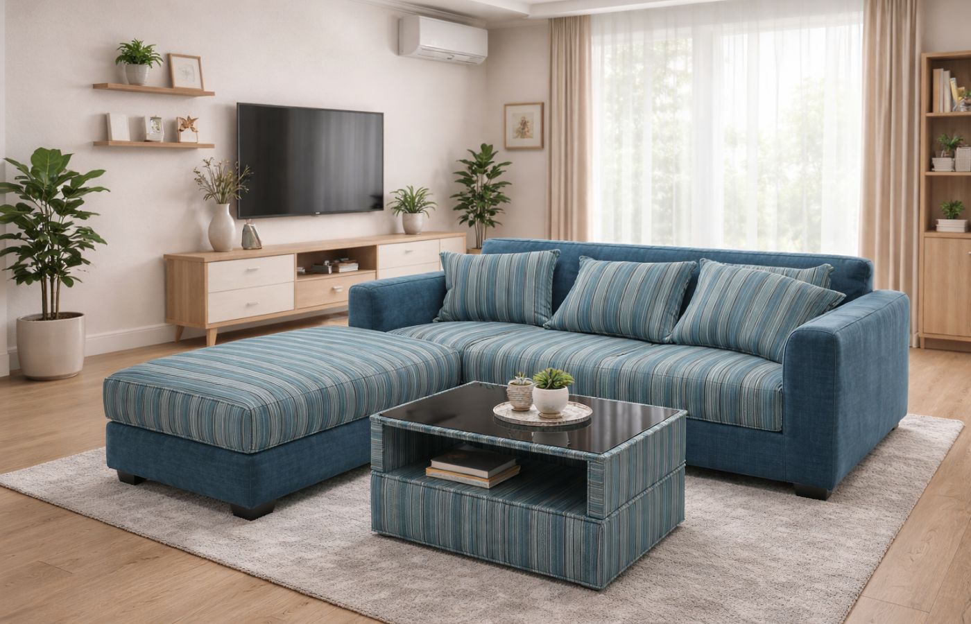 Sofa L Putus Blue Strip