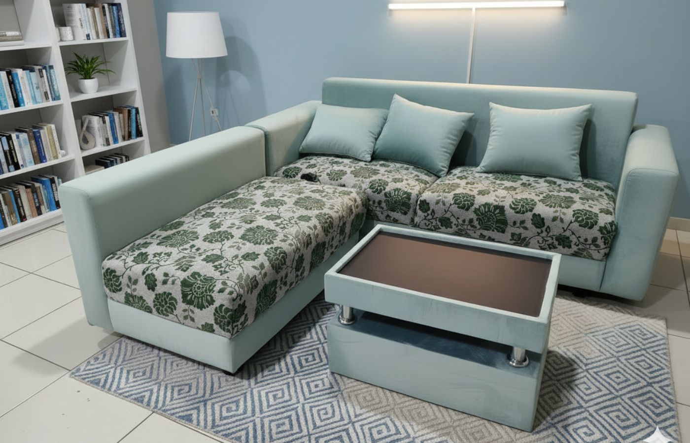 Sofa L Putus Light Blue Flower