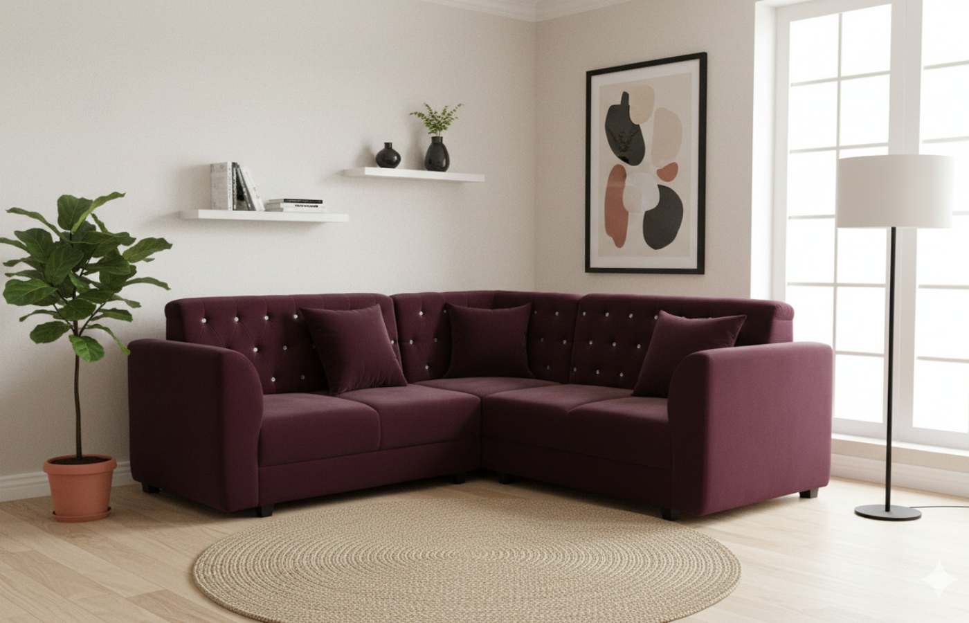 Sofa L Sudut Red Maroon
